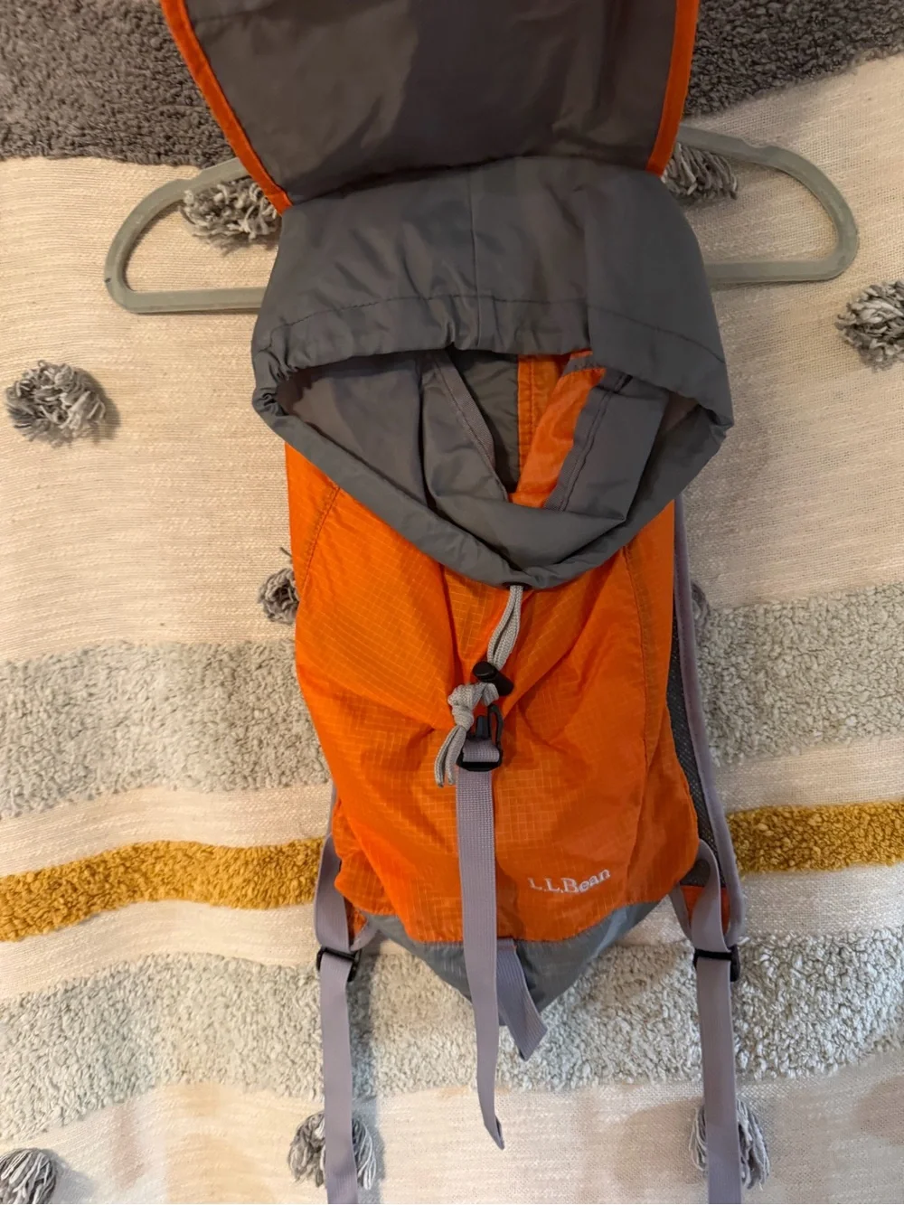 L.L. Bean Bright Orange Backpack with Gray Accents